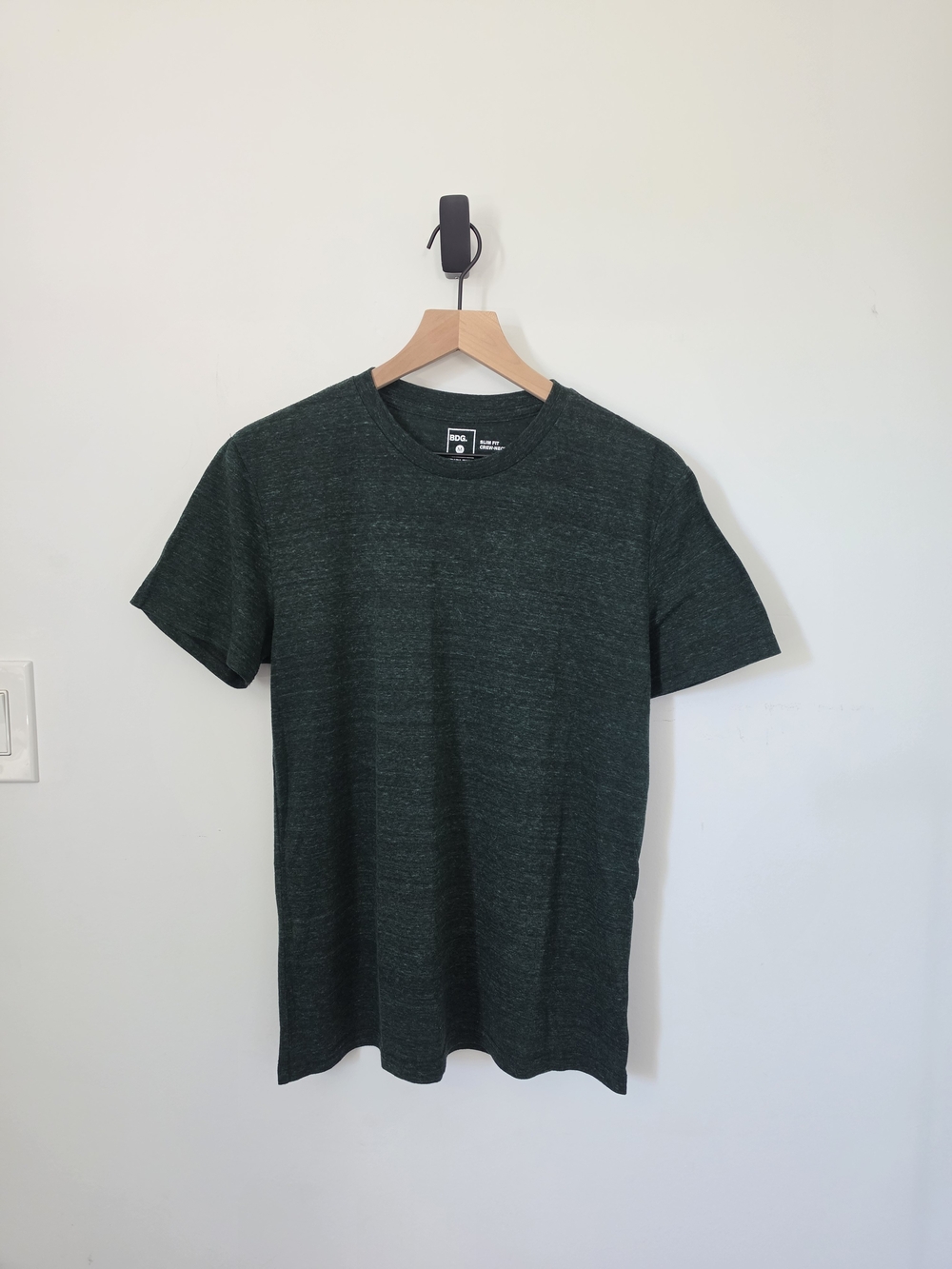 BDG Men's Heathered Dark Green Crew Neck Tee
